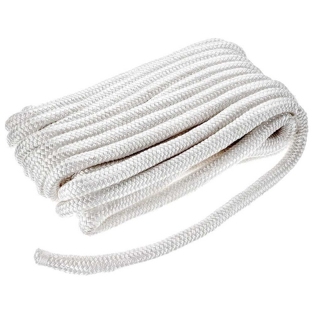 Seachoice Double-Braid Nylon Dock Line w/ Eye Splice, Pre-Shrunk, Heat Stabilized, 3/4 In. X 50 Ft., White