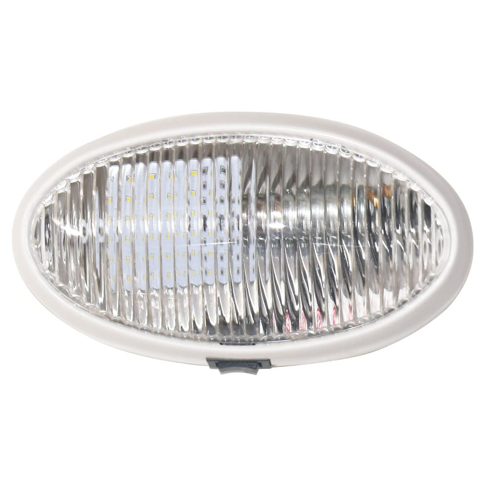 Valterra DG71257VP Oval Porch Light w/Switch, White w/Clear Lens