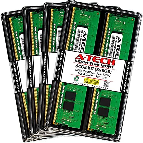 64GB Kit (8x8GB RAM for Dell PowerEdge C4130, C6320, C6420, FC630, FC830, R440, R730, R730xd, R740, R740xd, R940, T640 | DDR4 2400MHz PC4-19200 ECC RDIMM 1Rx8 Registered Server Memory Upgrade