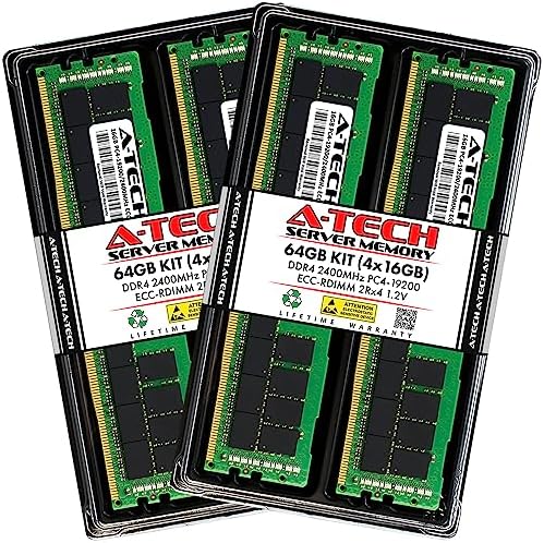 A-Tech 64GB Kit (2x32GB DDR4 2400MHz PC4-19200 ECC RDIMM 2Rx4 Dual Rank 1.2V ECC Registered DIMM 288-Pin Server & Workstation RAM Memory Upgrade Modules (A-Tech Enterprise Series