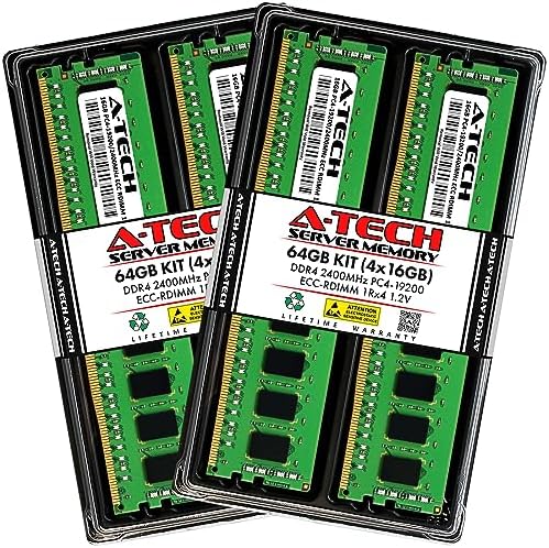 A-Tech 64GB Kit (2x32GB DDR4 2133MHz PC4-17000 ECC RDIMM 2Rx4 Dual Rank 1.2V ECC Registered DIMM 288-Pin Server & Workstation RAM Memory Upgrade Modules (A-Tech Enterprise Series