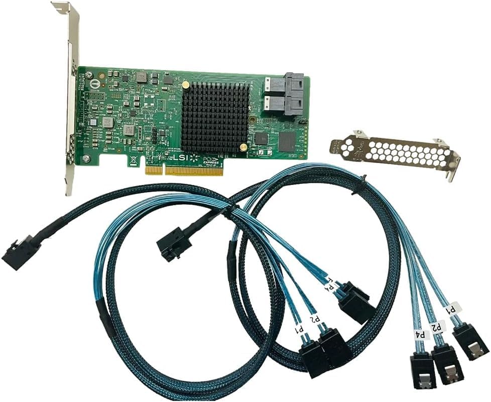 LSI SAS3008 9300-8I IT-Mode HBA JBOD PCI-E 3.0 SATA/SAS 8-Port SAS3 12Gb/s ZFS FreeNAS unRAID 2* SFF-8643 SATA Cable|B0DCGP6Z87
