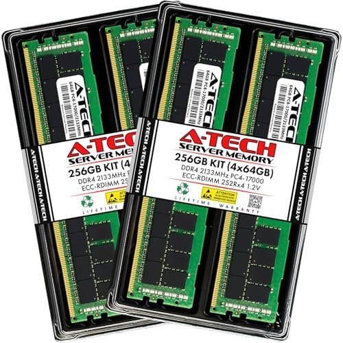 A-Tech 64GB Kit (2x32GB DDR4 2400MHz PC4-19200 ECC RDIMM 2Rx4 Dual Rank 1.2V ECC Registered DIMM 288-Pin Server & Workstation RAM Memory Upgrade Modules (A-Tech Enterprise Series
