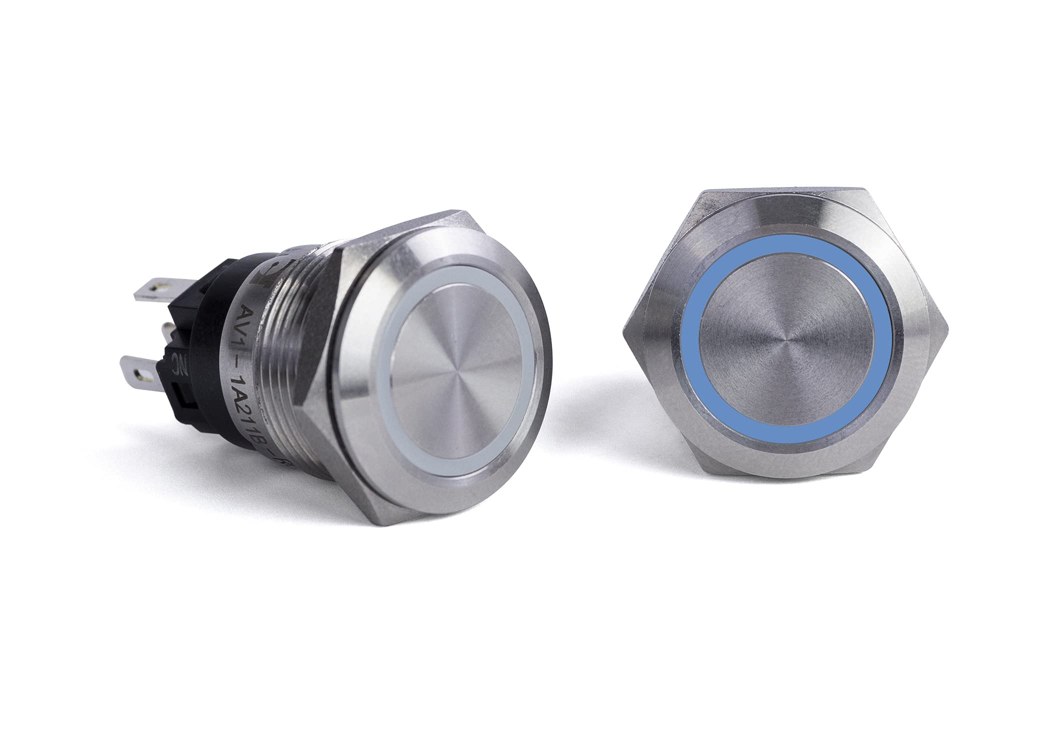 Sierra AV10040B Push-Button Switch, Off/On, Blue Halo LED