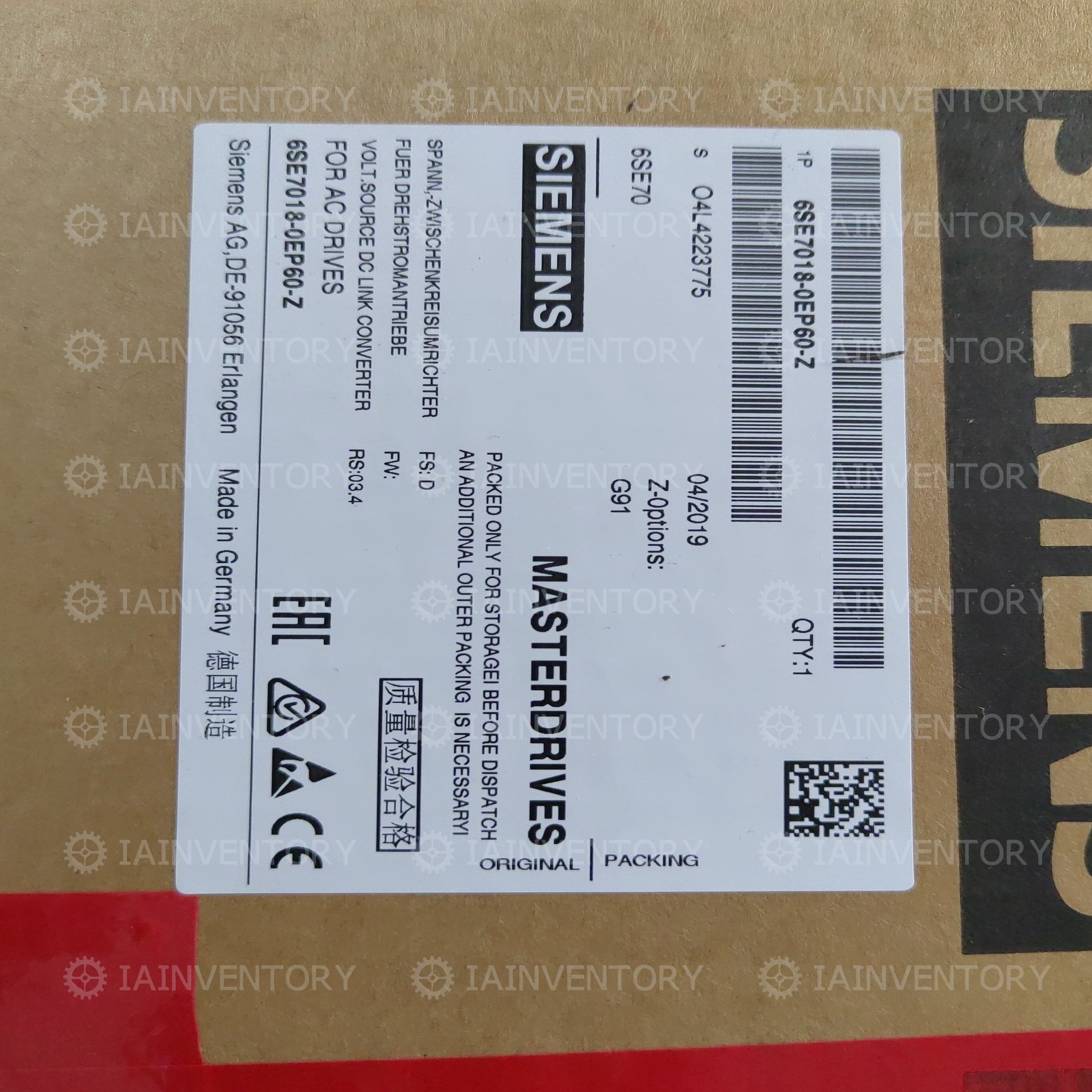 Siemens 6SE7018-0EP60-Z G91