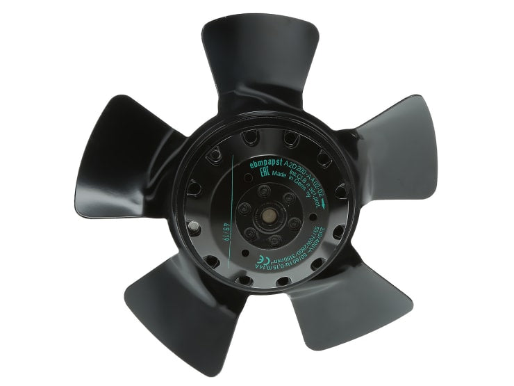ebm-papst A2D200-AA02-02 AC Fan, 230/400V, 200x51, Round, 553CFM, 70dBA, 70W, 3150RPM, Wire Leads