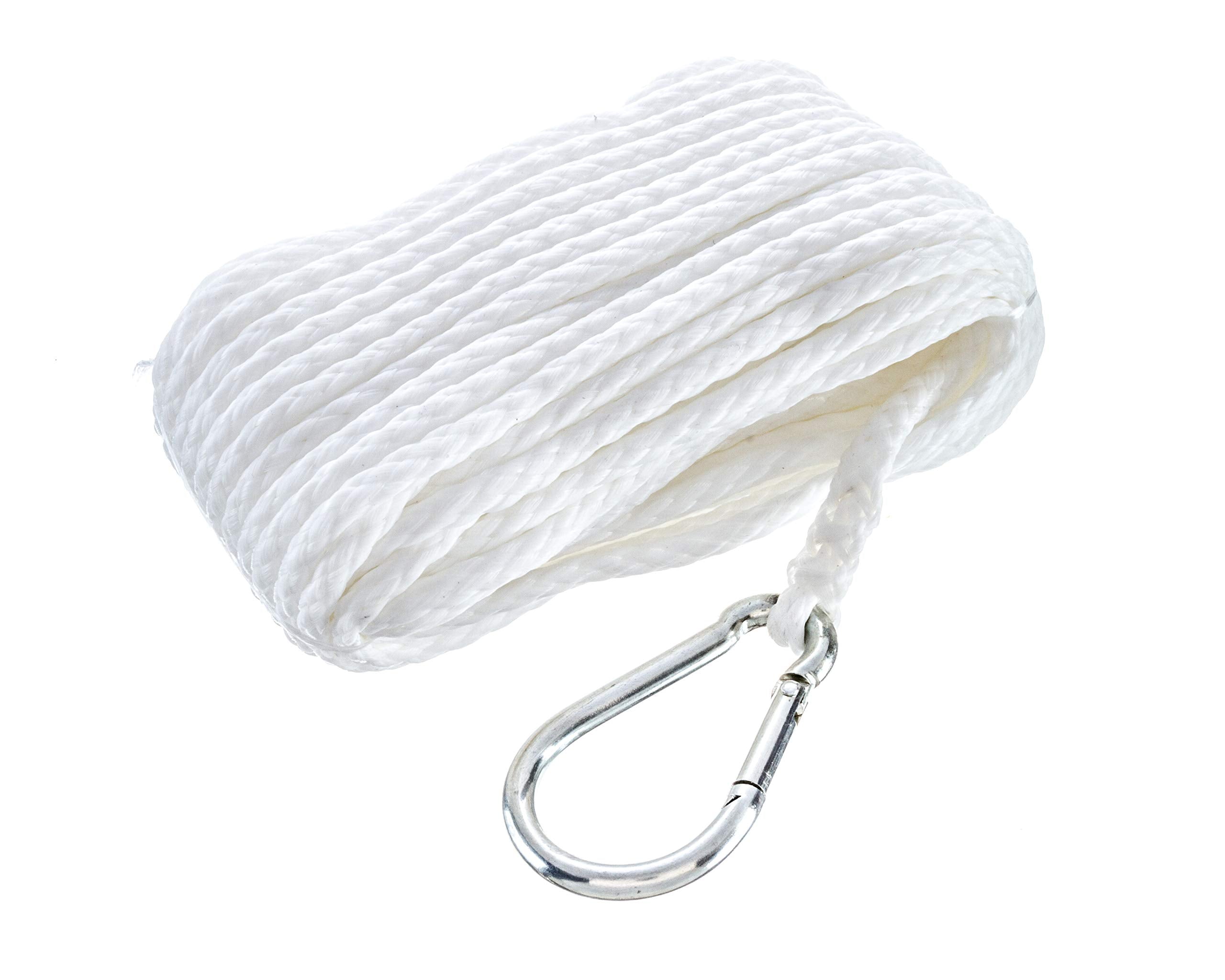Seachoice 40211 Hollow-Braid Polypropylene Anchor Line, White, 3/8" x 75'