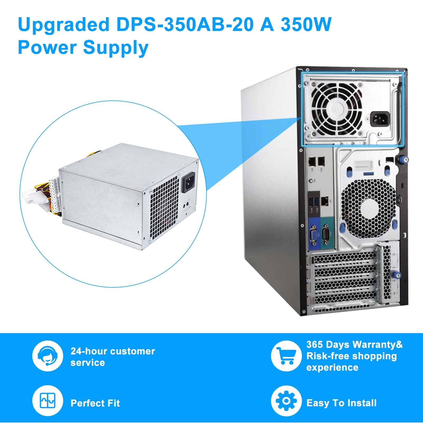 DPS-350AB-20A 350W ATX Power Supply PSU Compatible with HP ProLiant ML310e G8 671310-001 686761-001 DPS-350AB-20 A Power Supply