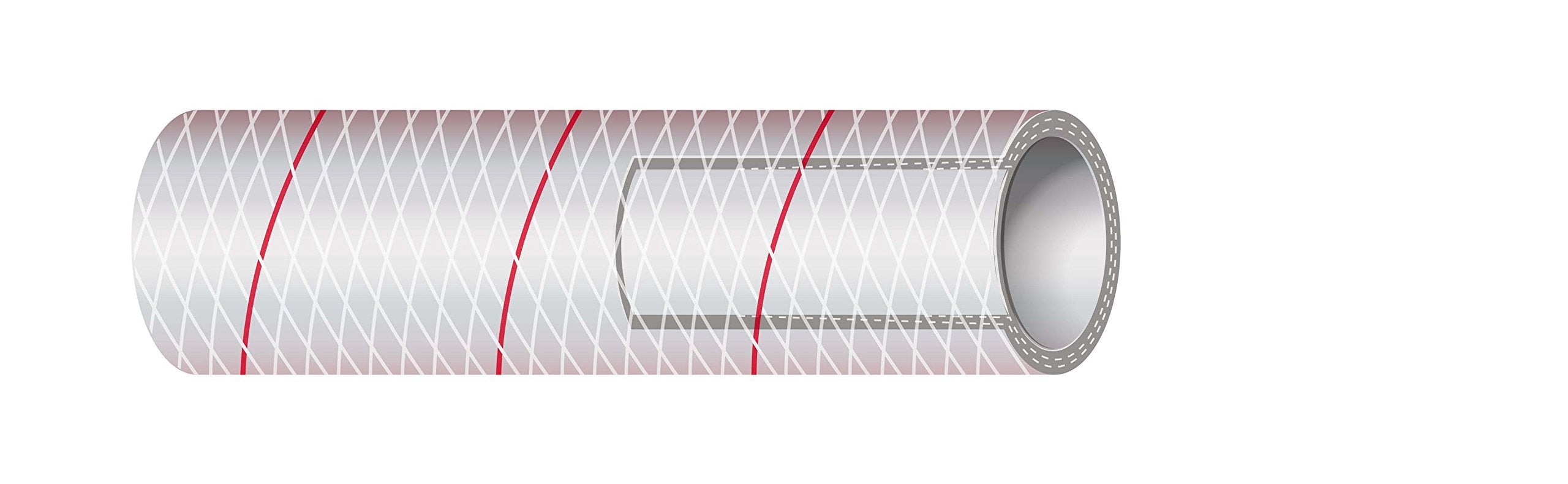 Shield 16-162-0386 Shields Marine Hose Clear Reinforced Series 162 PVC Tubing w/, Red Tracer