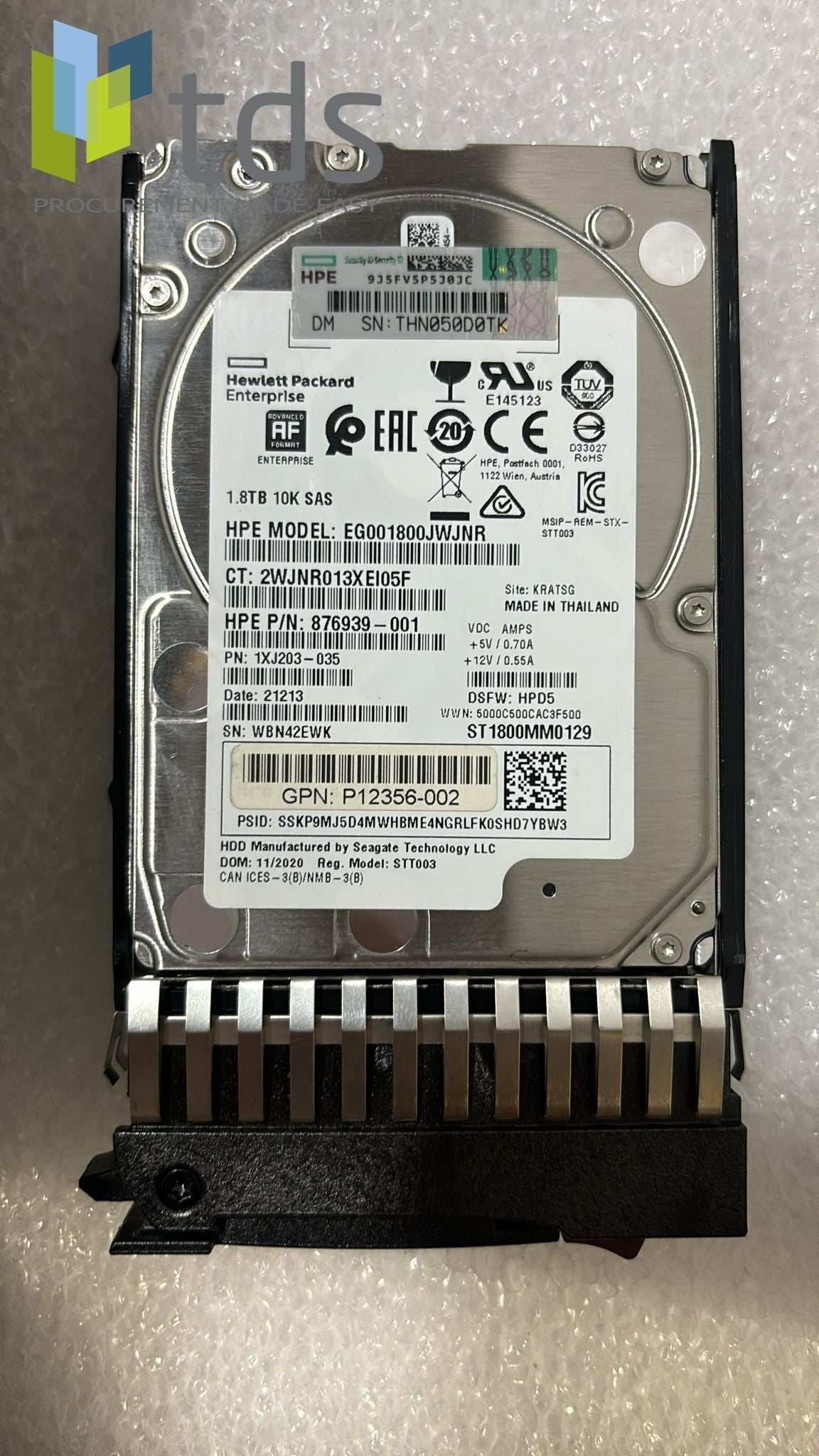 787649-001 876939-001 P12356-002 HP 1.8TB 10K 12G 2.5INCH MSA SAS HDD