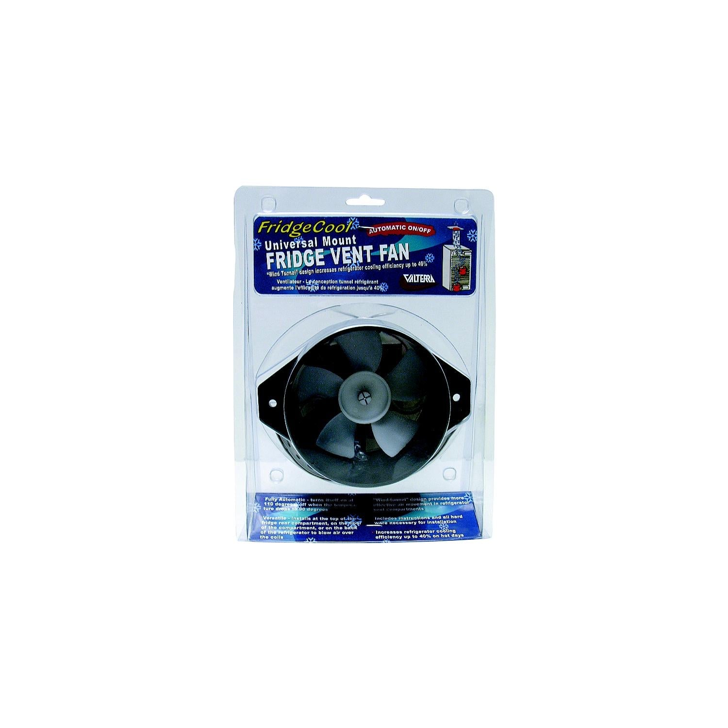 Valterra A10-2618VP RV Fridgecool Exhaust Fan w/ Thermo Switch & Lighted On Off, Switch