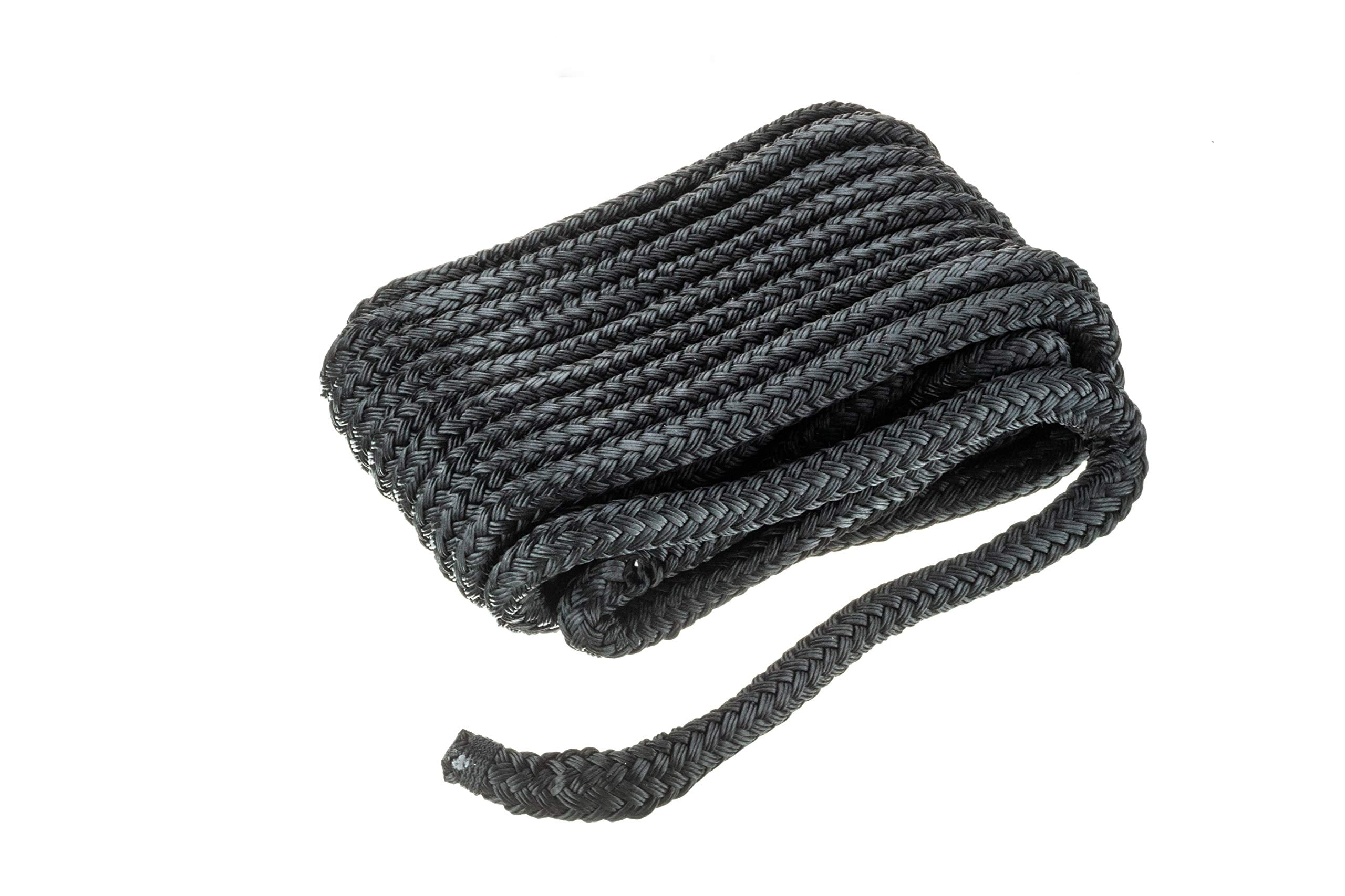 Seachoice 46961 Double-Braid Nylon Dock Line w/ Eye Splice, Pre-Shrunk, Heat Stabilized, 5/8 In. X 30 Ft., Black