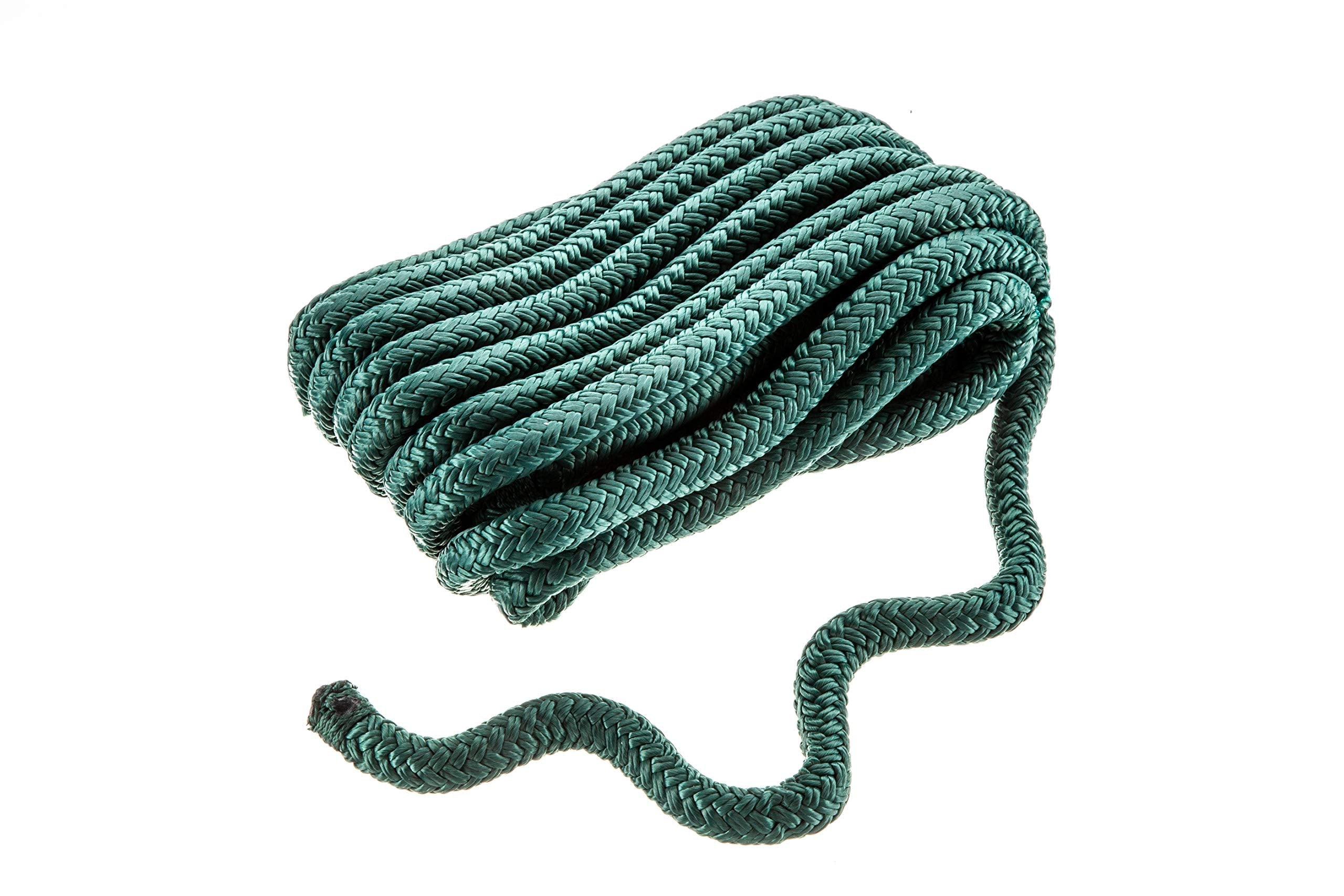 Seachoice Double-Braid Nylon Dock Line w/ Eye Splice, Pre-Shrunk, Heat Stabilized, 1/2 In. X 20 Ft., Forest Green