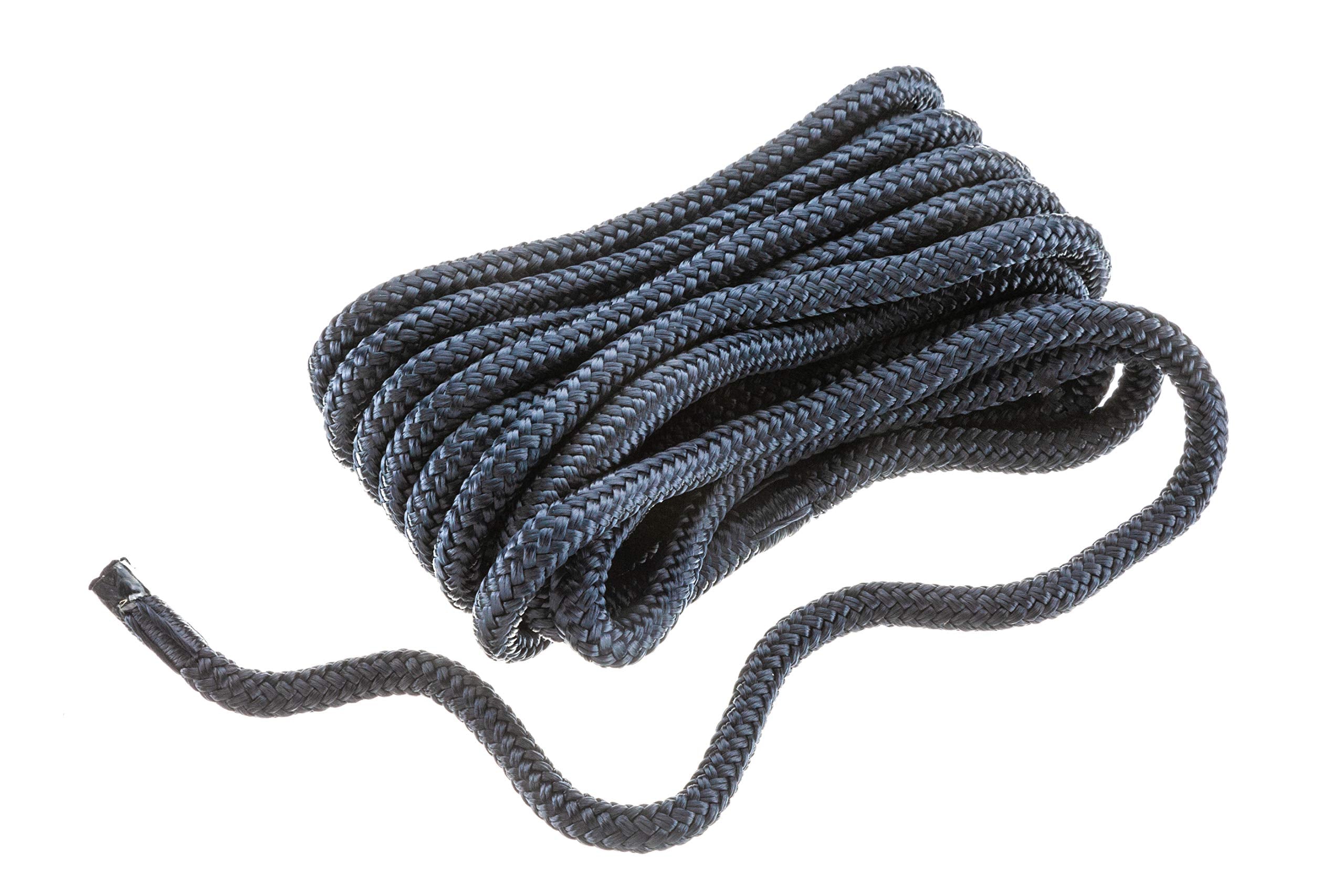 Seachoice Double-Braid Nylon Dock Line w/ Eye Splice, Pre-Shrunk, Heat Stabilized, 3/8 In. X 20 Ft., Navy Blue