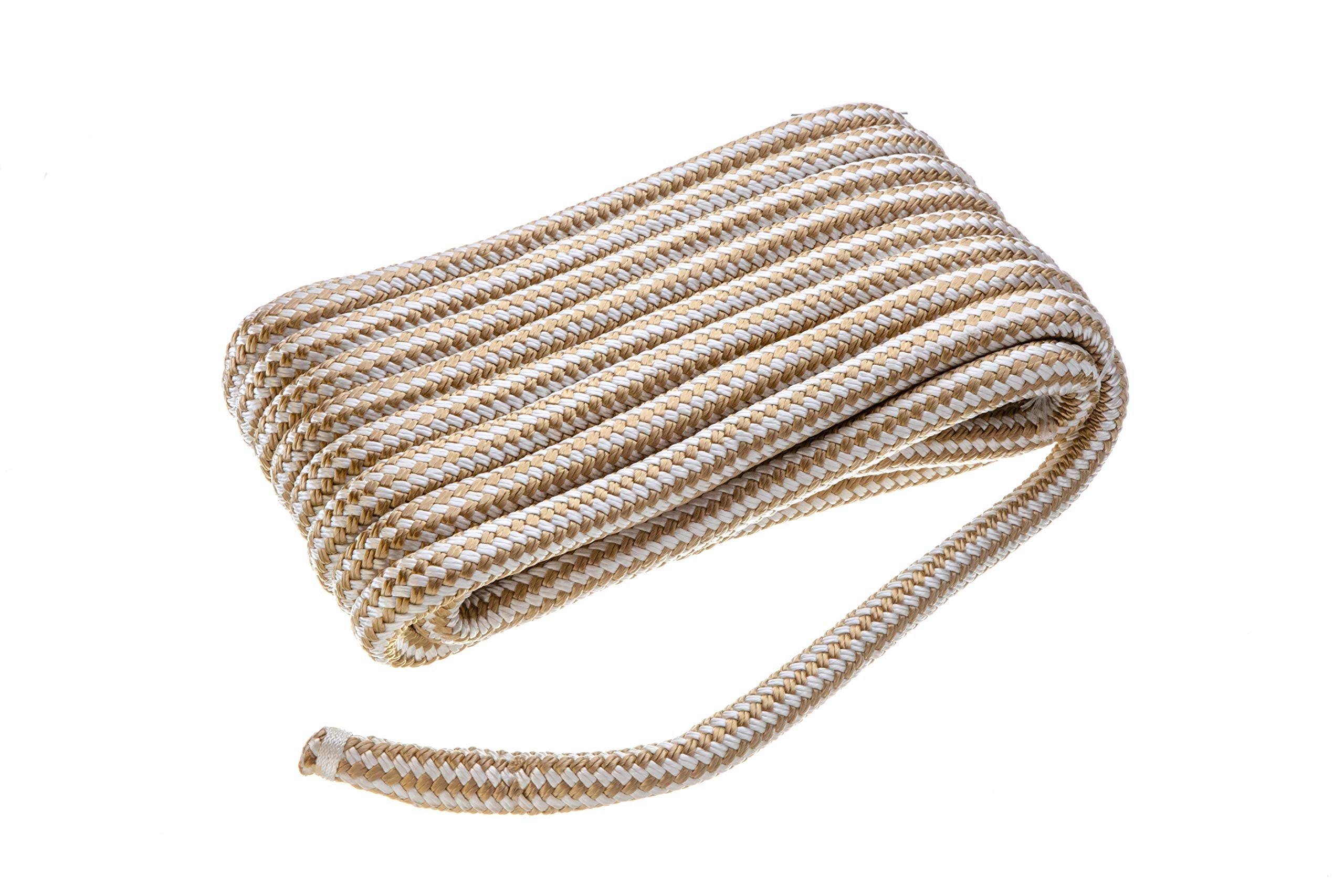 Seachoice Double-Braid Nylon Dock Line w/ Eye Splice, Pre-Shrunk, Heat Stabilized, 3/4 In. X 35 Ft., Gold White