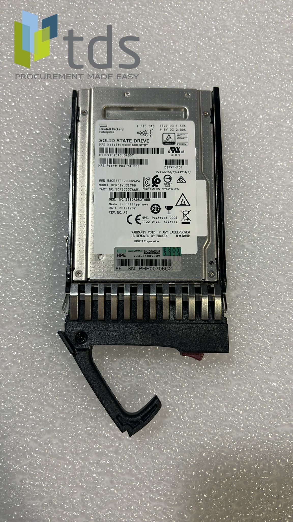 841500-001 P04174-003 HP 1.6-TB MSA SFF 2.5 SAS 12G MU SSD