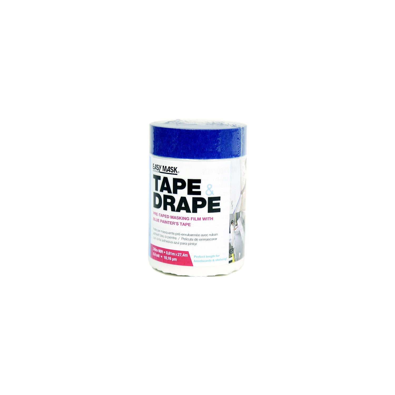 Trimaco 949560 Tape & Drape w/Perfect Edge Tape, 4' X 72' 1.2M X 22M