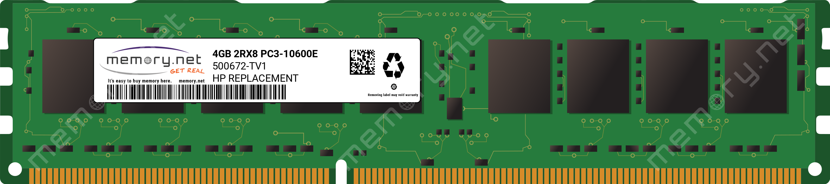 500672-TV1 - HP 1x 4GB DDR3-1333 ECC UDimm PC3-10600E Dual Rank x8 Replacement