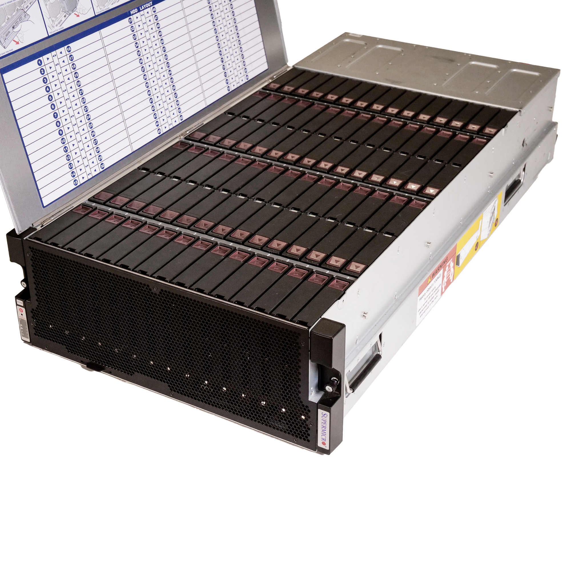 Supermicro SuperChassis 90-Bay SATA/SAS JBOD 4U Rackmount Top-Load Disk Shelf Storage Array 946ED-R2KJBOD | 90-Bay JBOD Enclosure | Up to 2.5PB Grade B