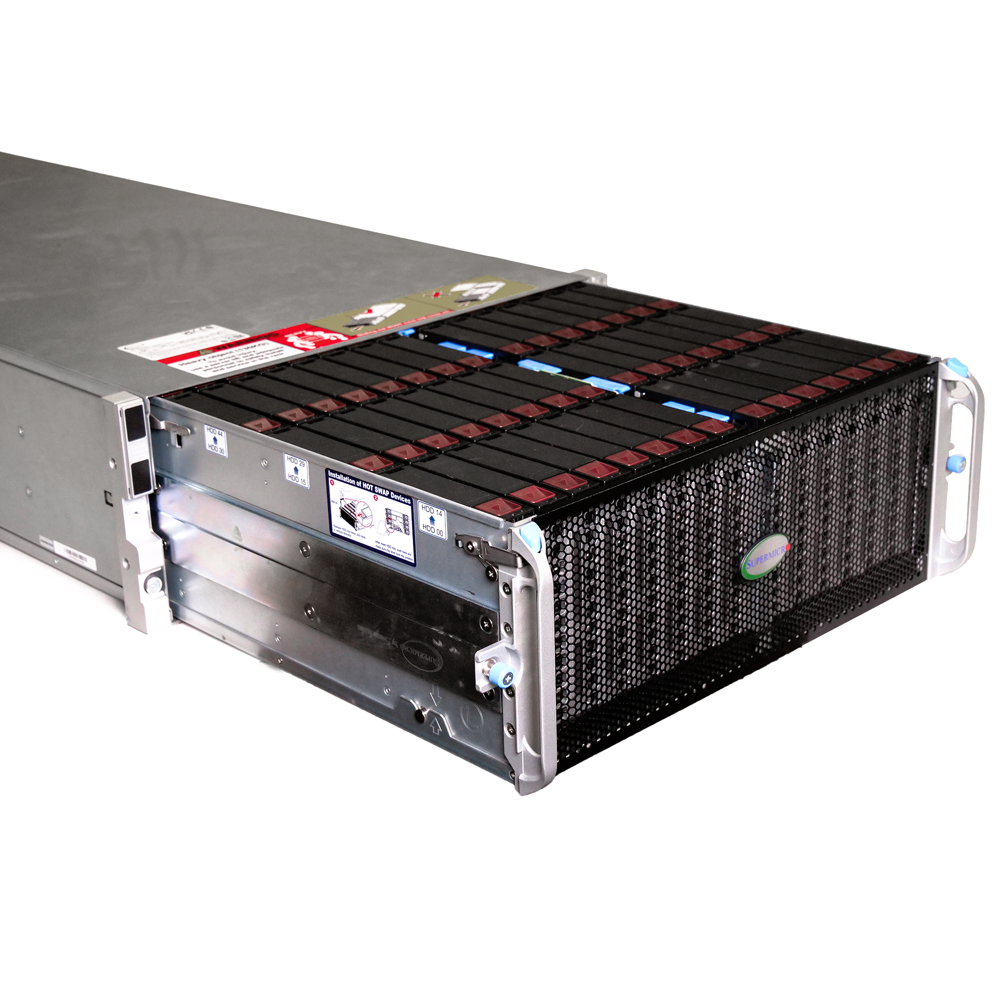 Supermicro SuperChassis 90-Bay SATA JBOD 4U Rackmount Front-Load Disk Shelf Storage Array 947HE1C-R2K05 | 90-Bay Data Center JBOD Enclosure | Up to 2.5PB (Refurbished)