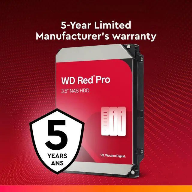 Western Digital 10TB WD Red Pro NAS Internal Hard Drive HDD - 7200 RPM, SATA 6 Gb/s, CMR, 512 MB Cache, 3.5" - WD103KFBX
