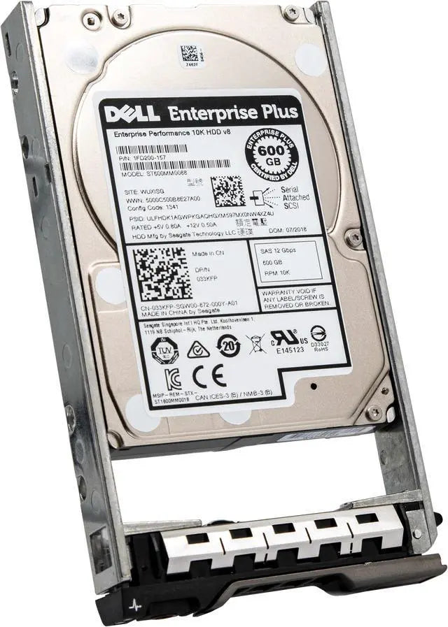 Dell 600GB 10K RPM SAS 12Gbps 512n 2.5" 13G Hot-plug Hard Drive | Seagate Enterprise Performance 10K HDD v8 ST600MM0088 1FD200-157 | 033KFP 33KFP