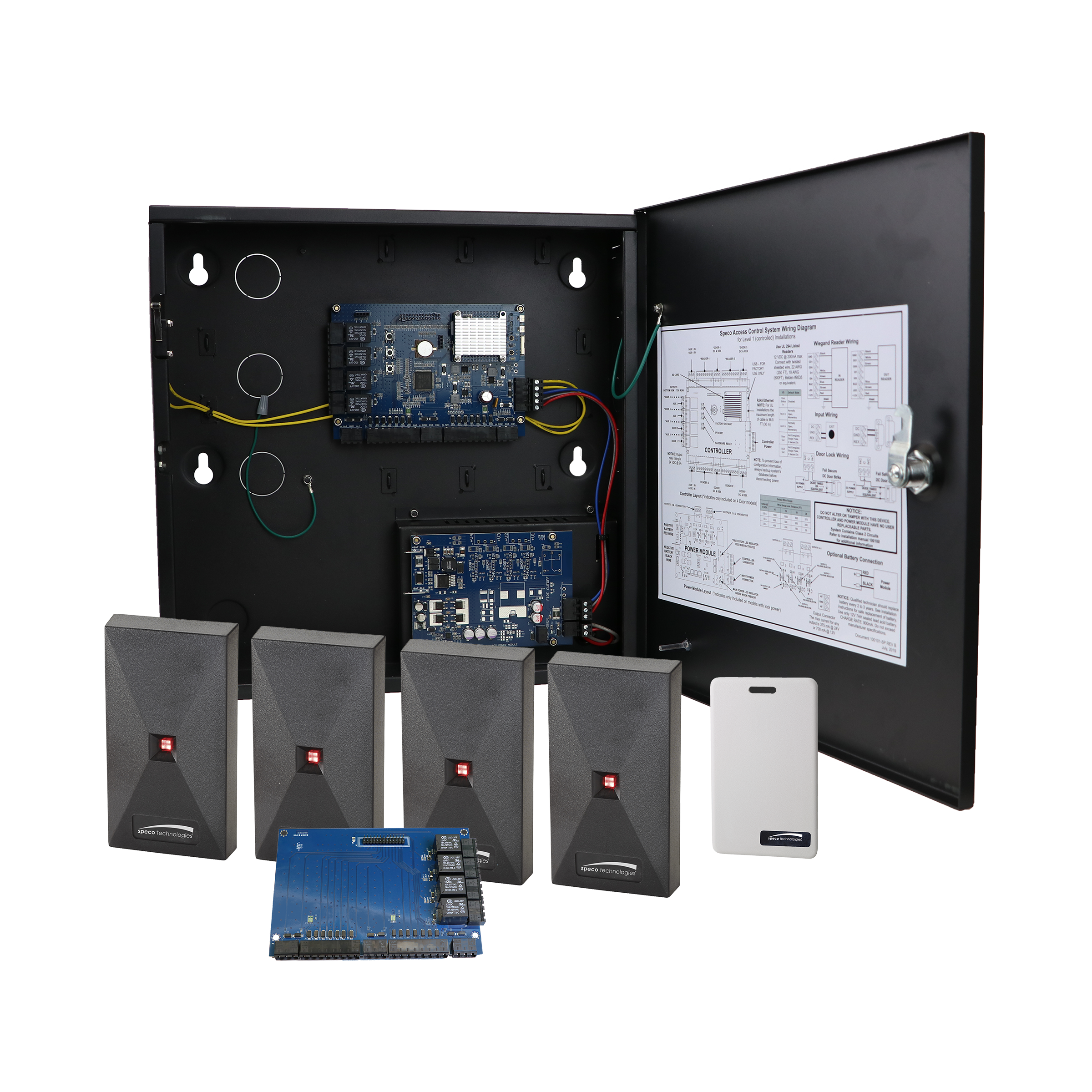 Speco Technologies ACKIT1S 4 Door Access Control Kit Bundle-Power Package-License Required Over 5 Doors-Scalable to 128 Doors
