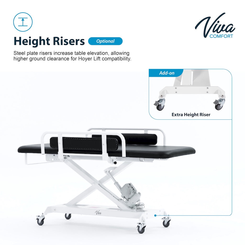 XRO Power Hi-Lo Exam Table, Open Base w/ Flat Top, Casters, Handrail & Antimicrobial Upholstery, ADA Compliant