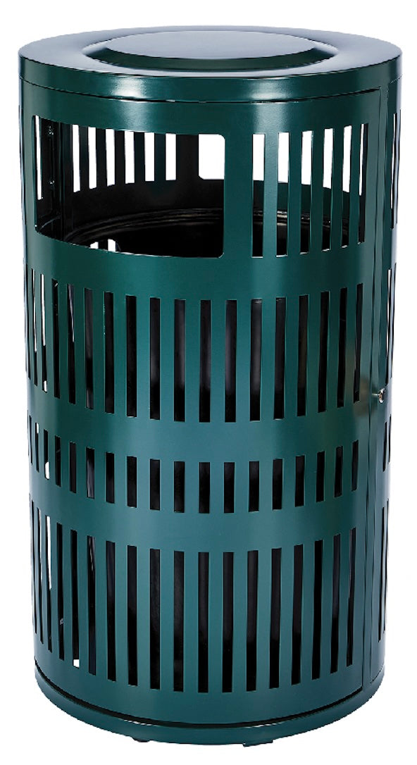 40 Gal. Round Steel Trash Can - Green