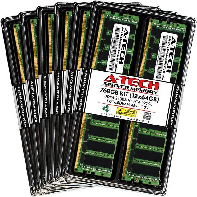768GB (12x64GB RAM for Dell PowerEdge R430, R530, R630, R630 XL, R730, R730 XL, R730xd, R730xd XL, R830, R930 | 13th Gen. Rack Servers | DDR4 2400MHz ECC LRDIMM PC4-19200 4Rx4 Load Reduced Memory Kit