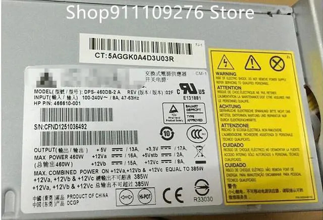 PSU for HP ML150G6 ML330G6 server power supply DPS-460DB-2 A 466610-001 MAX 385W