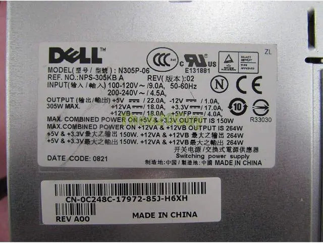 Alt view image 2 of 6 - Optiplex 740 MT 305W ATX12V Desktop Power Supply N305P-06 NPS-305KB A C248C