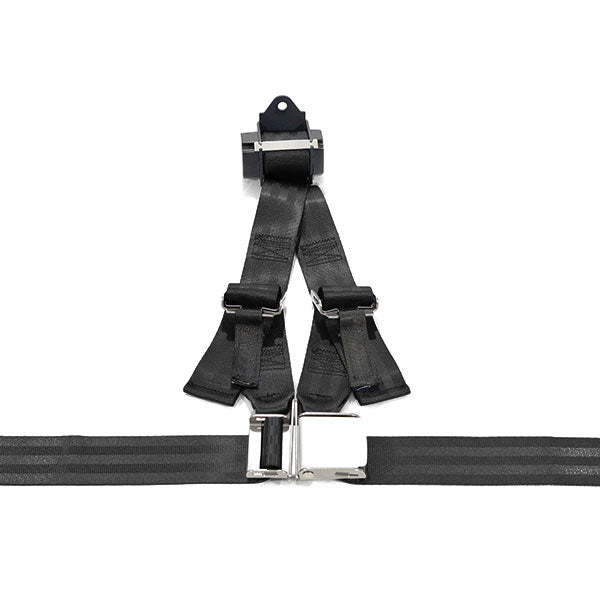 Crew 4-Pt Rotary Assembly, Permanent Right Locking Side Adjusters On Harness & Lap Belt Black