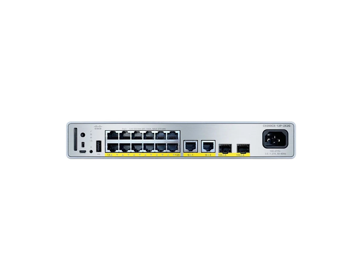 Cisco Catalyst C9200CX-12P-2X2G-E 12-Port PoE+ Compact Switch, 2x10G + 2x1G, Network Essentials