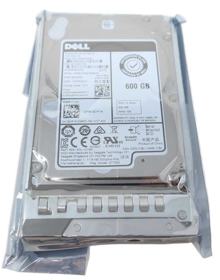 D1F14 Dell SAS 2.5" 600GB 10K 12G Hard Drive Gen14-Gen16 ST600MM0238