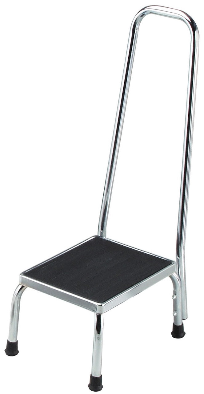 Tech-Med Footstool. Chrome Frame w/ Handrail (2/cs)