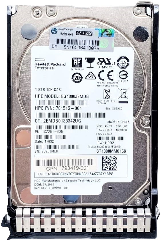 HPE 1XJ203-035 - 1.8TB 10K ENT SC 12G SAS 2.5" Hard Drive for HPE ProLiant BL420 BL460 DL160 DL360 DL360P DL580 ML150 ML350 SL230S G9 G10