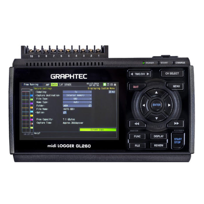 Graphtec GL260 - Compact Standalone Data Logger Front | Alo Tech Solutions