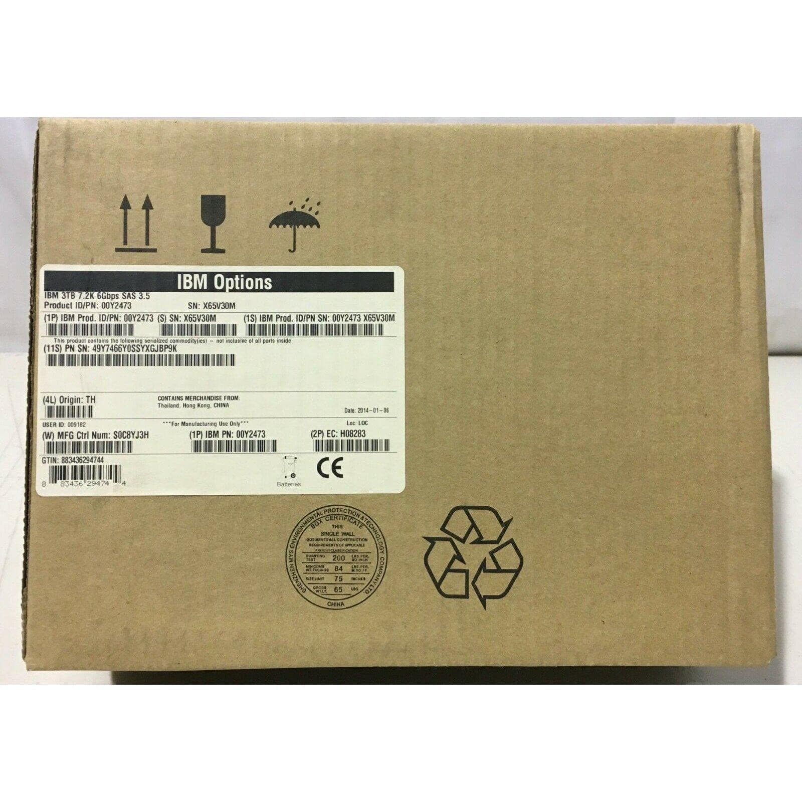 IBM 00Y2473 3TB 7200 RPM SAS Hard Drive 3.5" Hot Swap for IBM Storwize V3700 883436294744-FoxTI