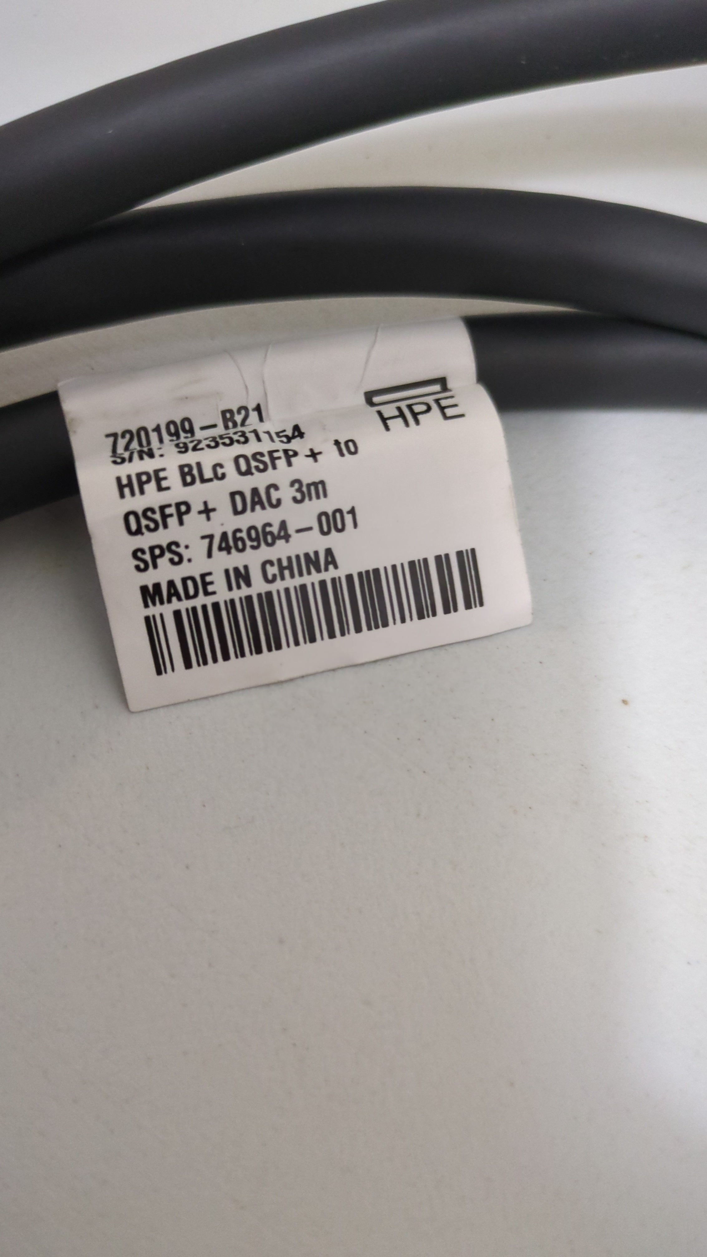 HPE 720199-B21 40G QSFP+ DAC - Label View | Alo Tech Solutions