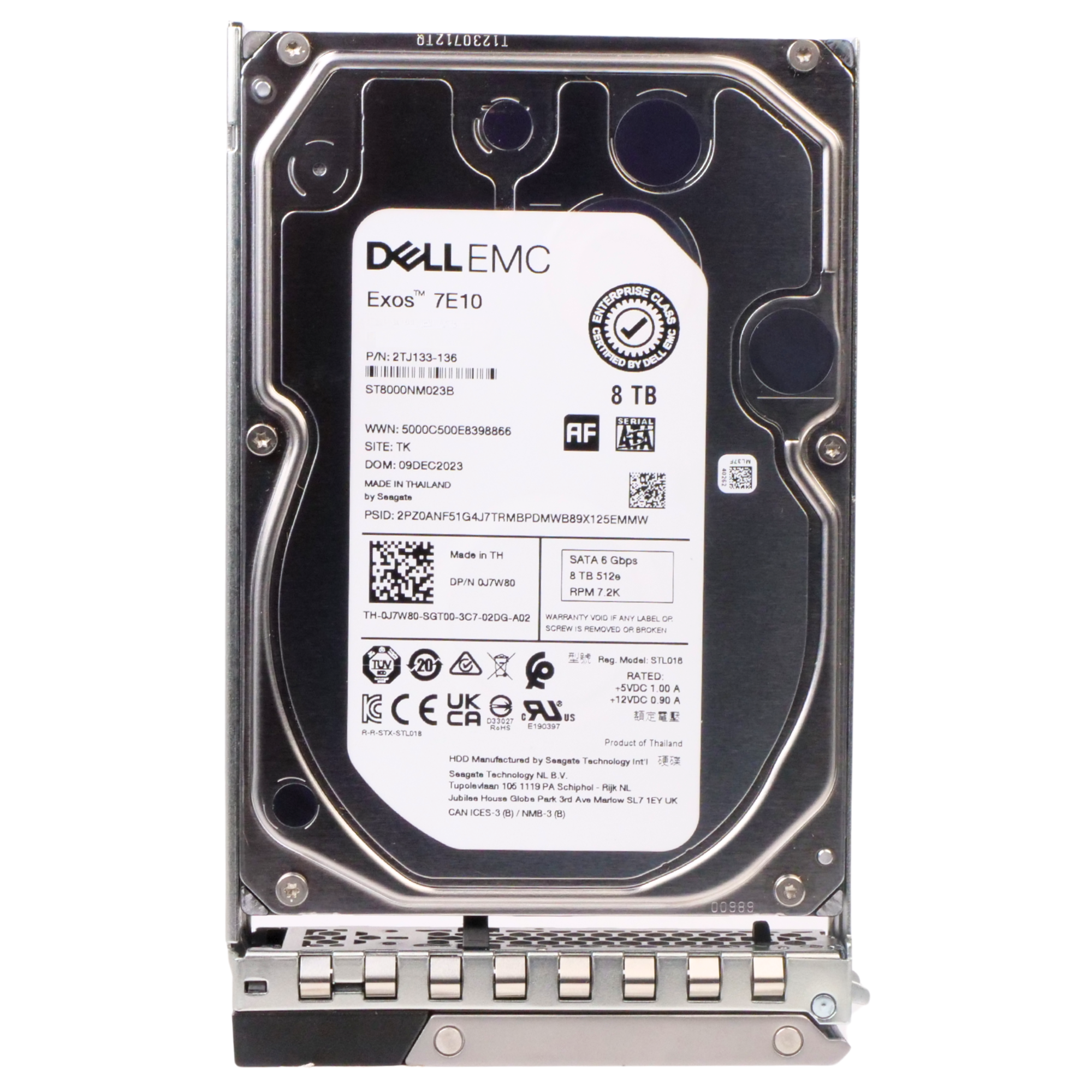Dell G14 400-BLLE 8TB 7.2K RPM SATA 6Gb/s 512e 256MB 3.5in Recertified HDD