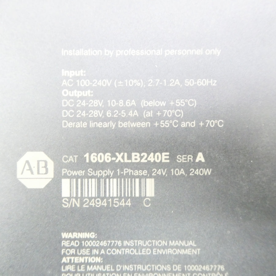 ALLEN BRADLEY 1606-XLB240E SER. A 100-240VAC 2.7-1.2A UNMP