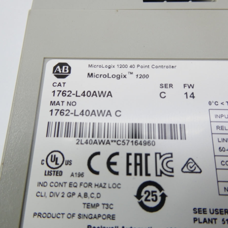 ALLEN BRADLEY 1762-L40AWA SER. C F/W 14 NSNP