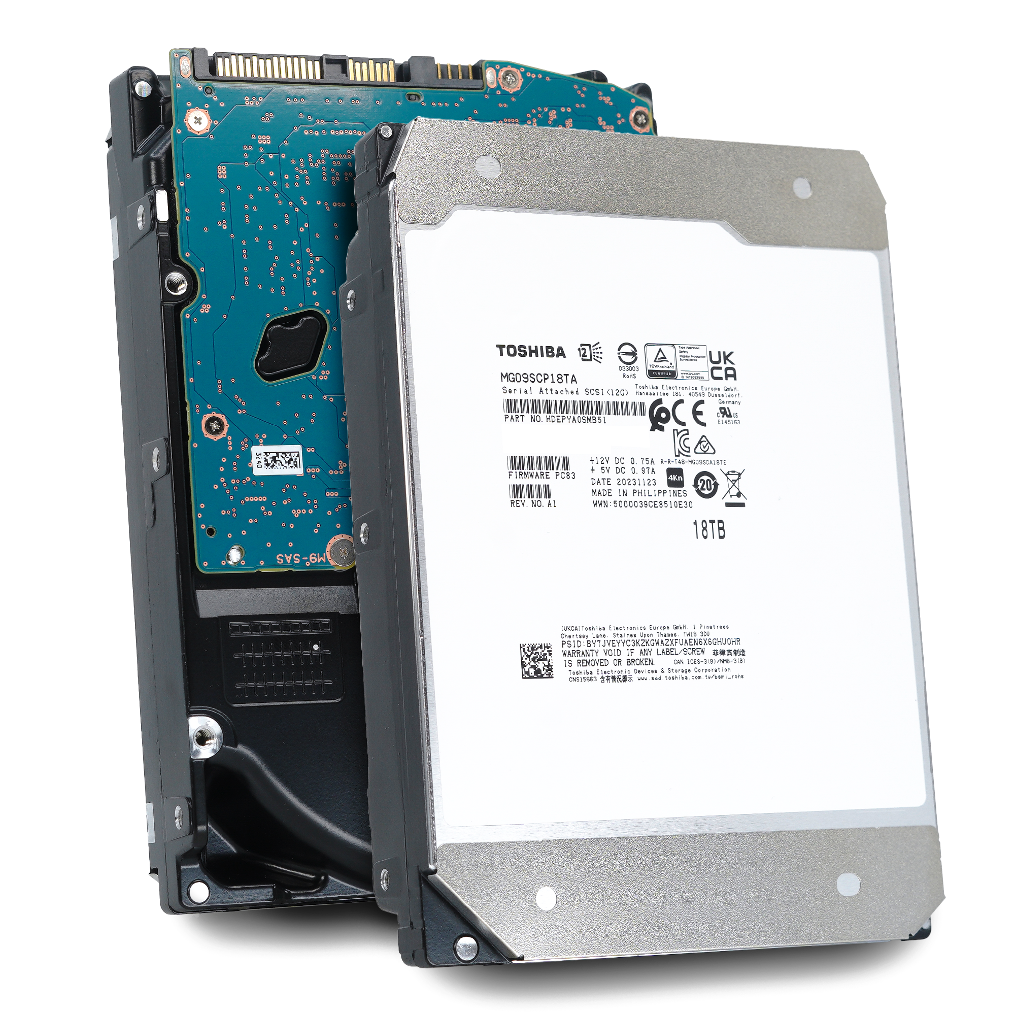 Toshiba MG09 MG09SCP18TA HDEPYA0SMB51 18TB 7.2K RPM SAS 12Gb/s 4Kn SED 3.5in Hard Drive