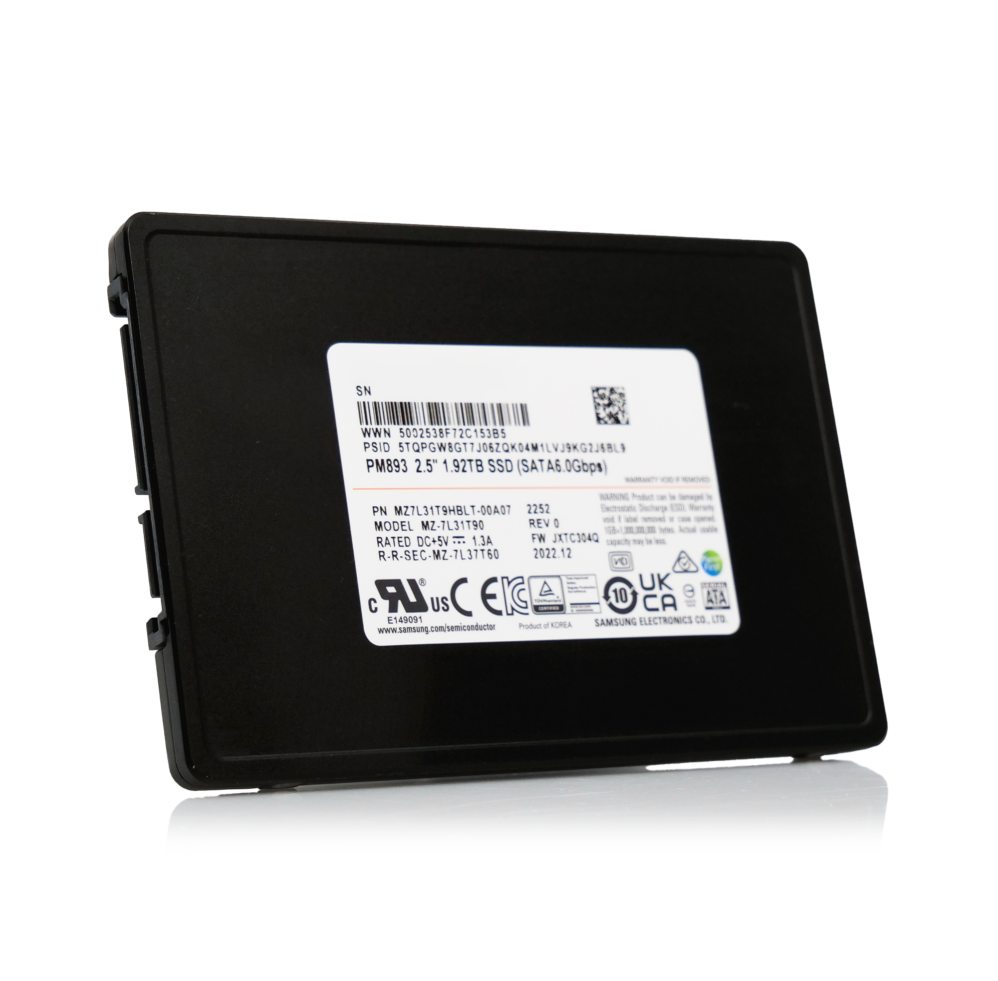 Samsung PM893 MZ7L31T9HBLT MZ-7L31T90 1.92TB SATA 6Gb/s V-NAND TLC 2.5in Refurbished SSD