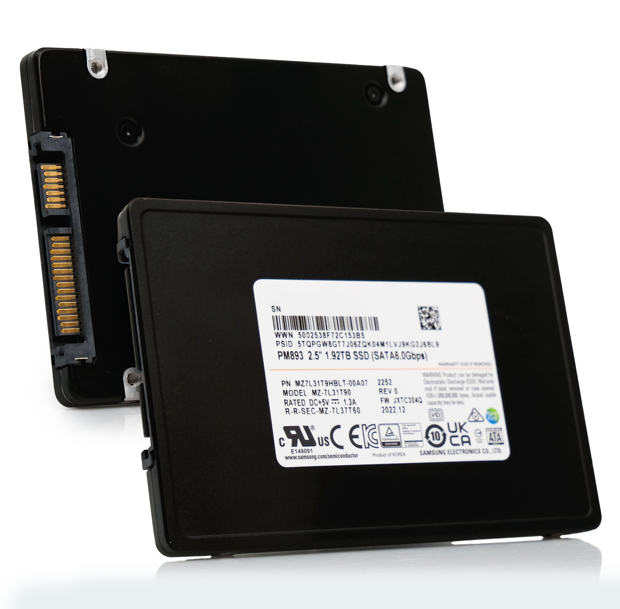 Samsung PM893 MZ7L31T9HBLT MZ-7L31T90 1.92TB SATA 6Gb/s V-NAND TLC 2.5in Refurbished SSD