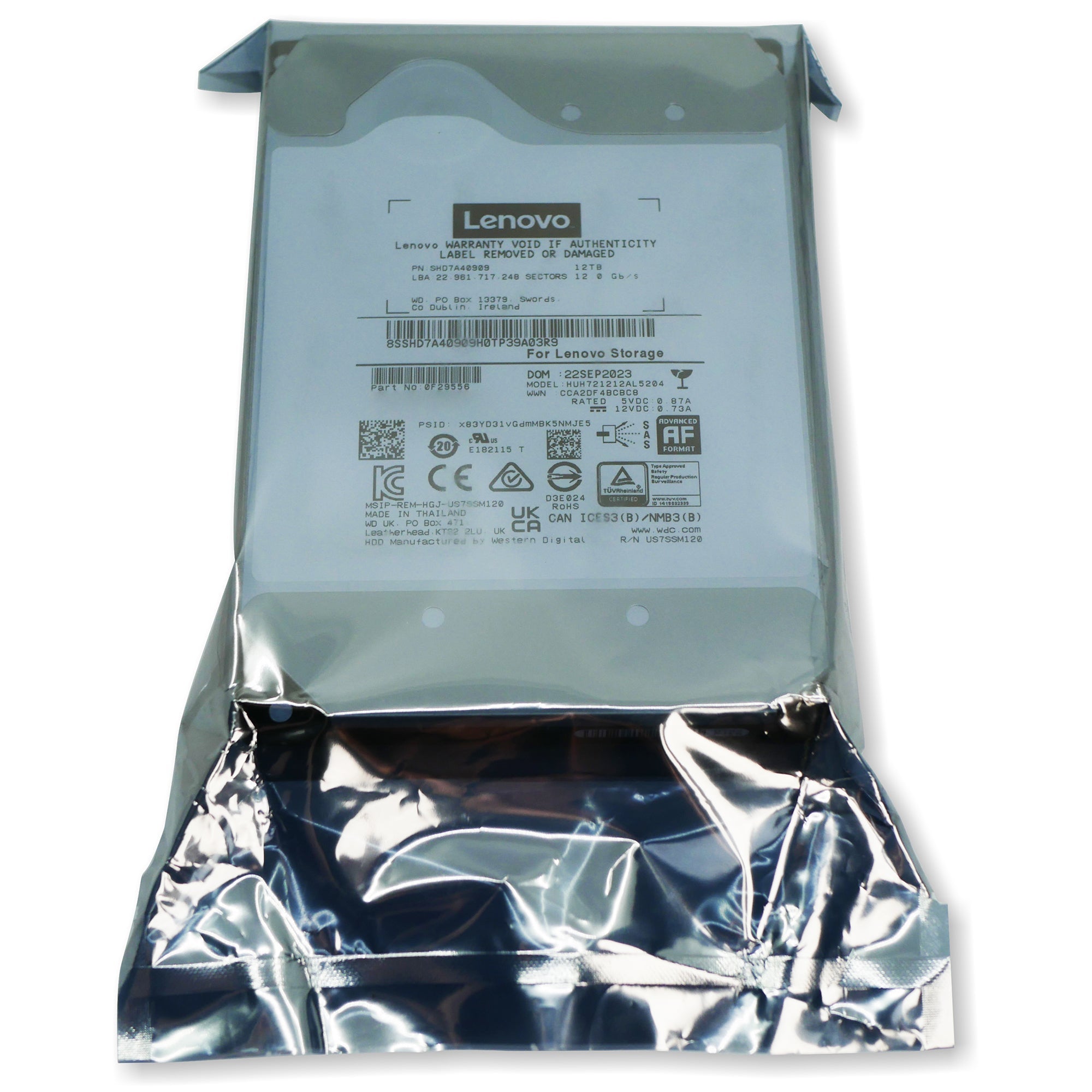 Lenovo Ultrastar DC HC520 HUH721212AL5204 SHD7A40909 12TB 7.2K RPM SAS 12Gb/s 512e 3.5in Hard Drive