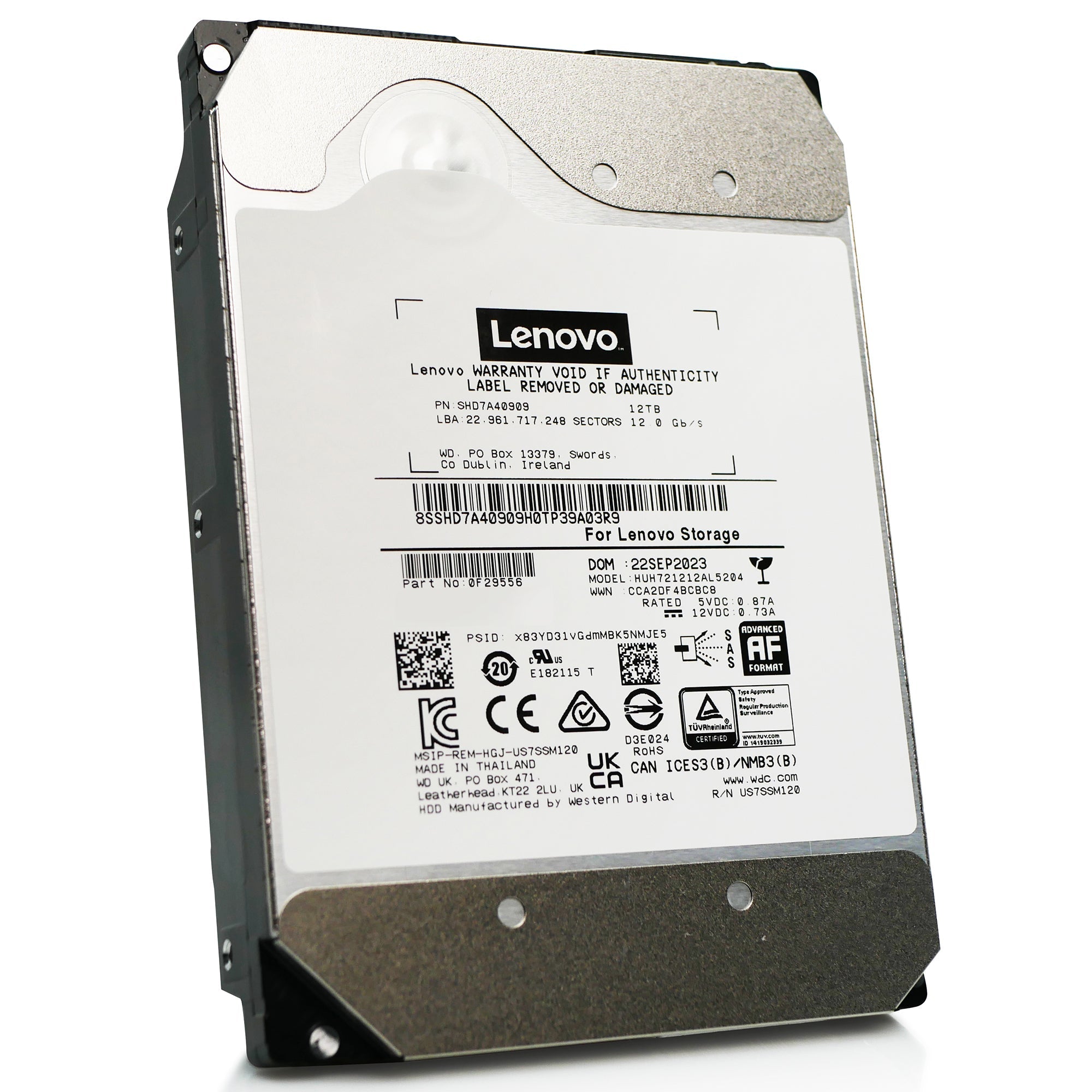Lenovo Ultrastar DC HC520 HUH721212AL5204 SHD7A40909 12TB 7.2K RPM SAS 12Gb/s 512e 3.5in Hard Drive