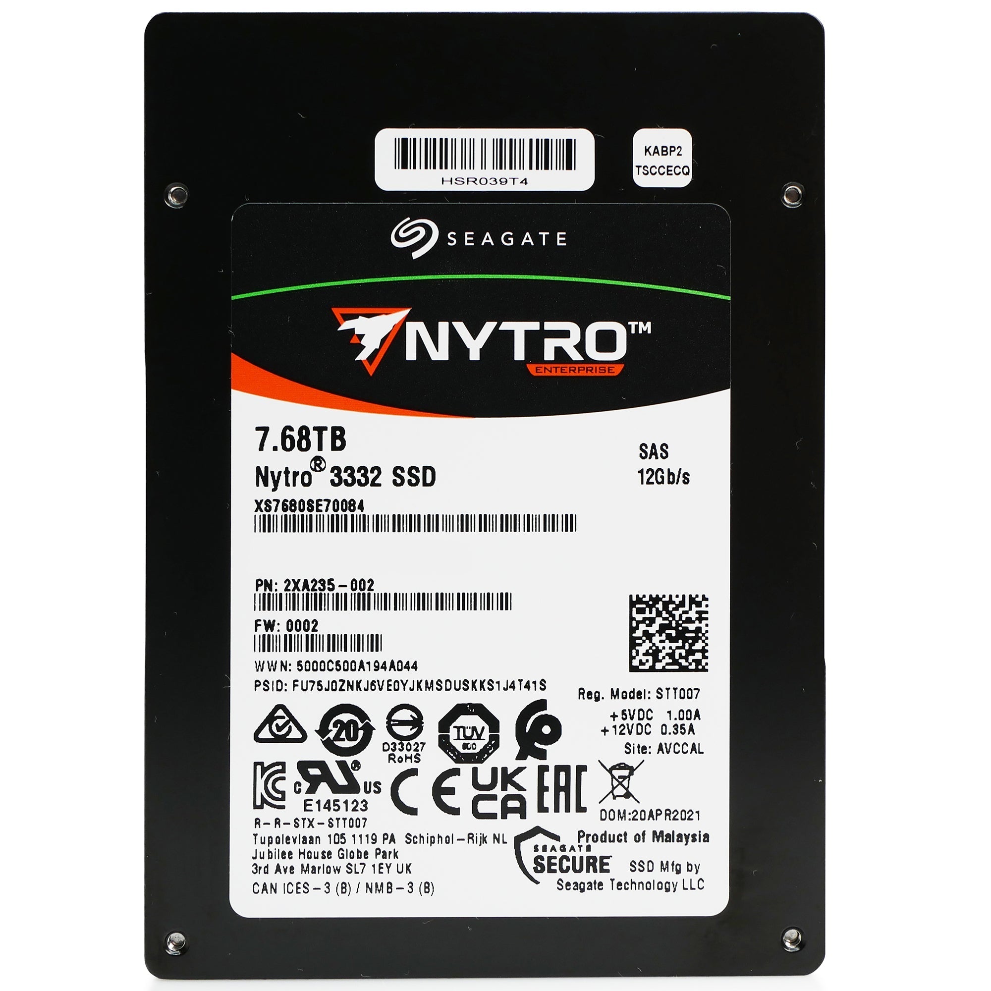 Seagate Nytro 3332 XS7680SE70084 7.68TB 1 DWPD SAS 12Gb/s 3D TLC 2.5in Solid State Drive