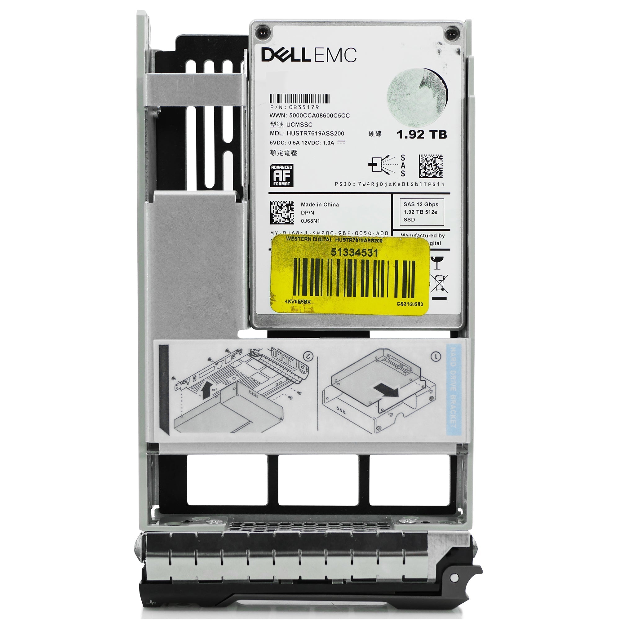 Dell G13 0J68N1 1.92TB 1 DWPD SAS 12Gb/s MLC Hybrid 3.5in Refurbished SSD